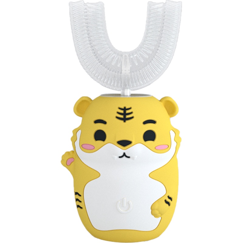 佳禾美儿童电动牙刷U型1-3-6-12岁宝宝孩子男童女童声波智能U形充口含式牙结石洁牙器 直充款 黄色[U刷]