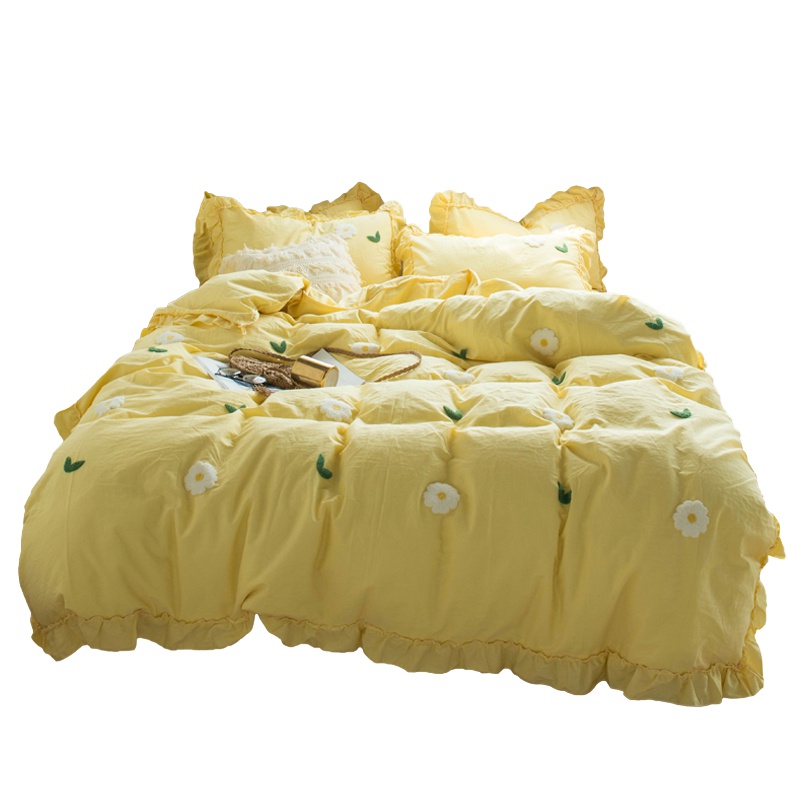 唛乐斯MALLAS19新款毛巾绣荷叶边 公主风 环保活性印花床品套装