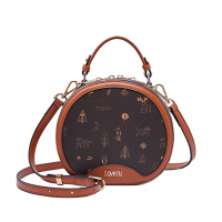 柏雅图(boyatu)时尚印花小圆包女包2019新款大容量欧美斜挎单肩包女
