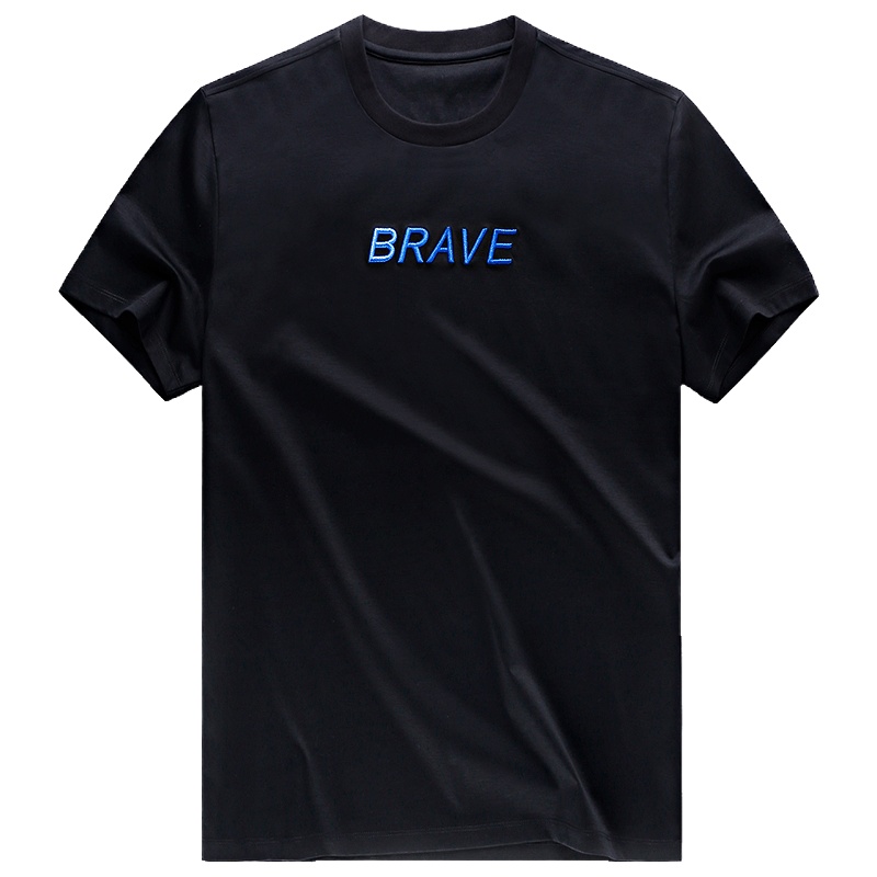 布先生丝光棉短袖T恤 春夏季时尚英文潮流刺绣短袖t恤 男AT10489