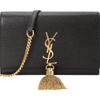 YSL 圣罗兰 KATE 女士单肩包 链条包小号 流苏款字母LOGO光面皮452159金链