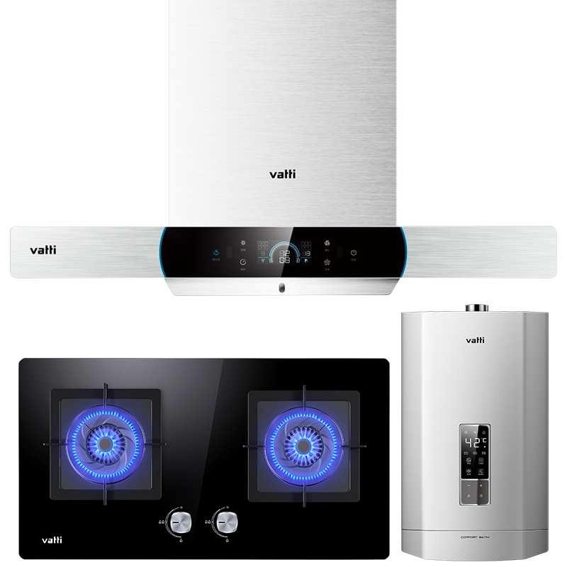 华帝(vatti)i11124+55B+i12052-16欧式抽油烟机燃气灶具热水器三件套 21立方挥手即开 天然气