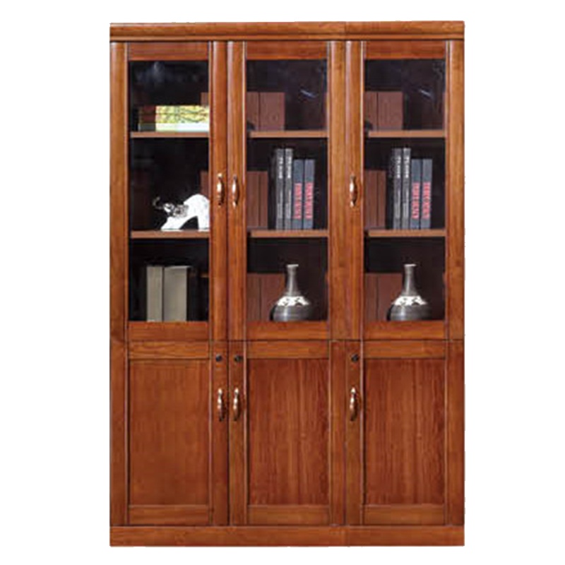 森源龙(SYL) 三门文书柜 胡桃木色 油漆书柜 (1200*400*2000mm 贴木皮)