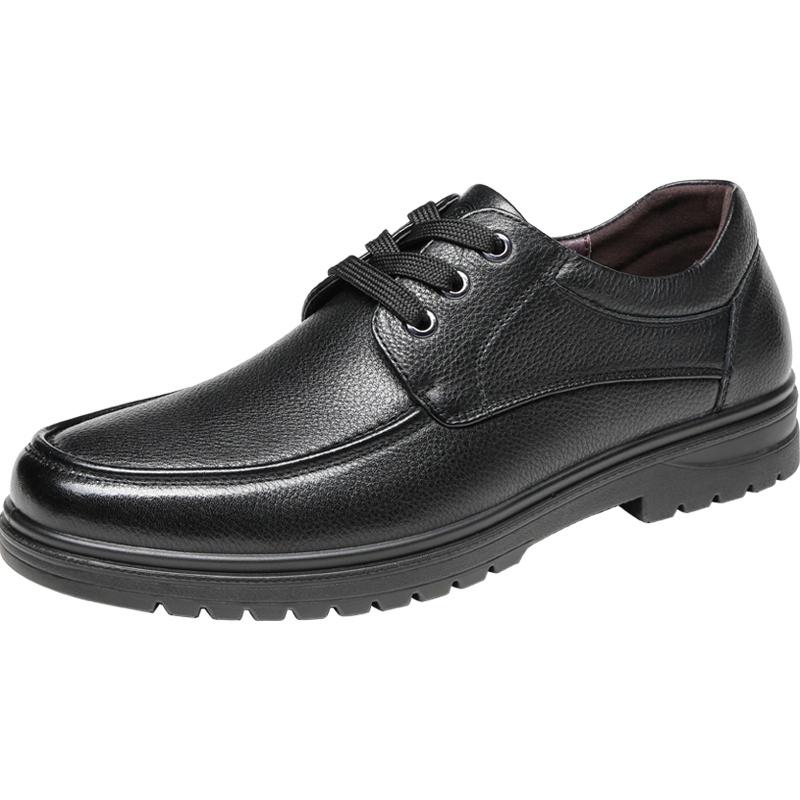 老人头皮鞋男士头层牛皮商务休闲鞋系带耐磨防滑鞋子男
