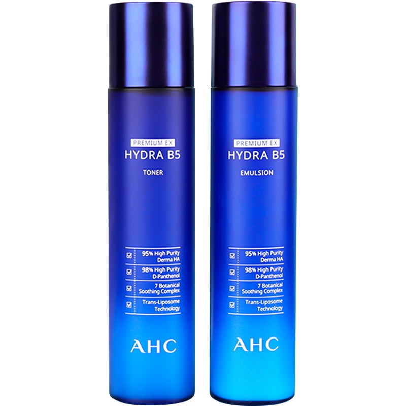 韩国AHC B5玻尿酸水乳补水保湿控油 滋润营养 男女士学生面部护肤套装礼盒 B5玻尿酸水乳组合120ml*2