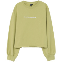 韩都衣舍2019秋装新款女装宽松短款牛油果绿长袖T恤NW12195棽0629