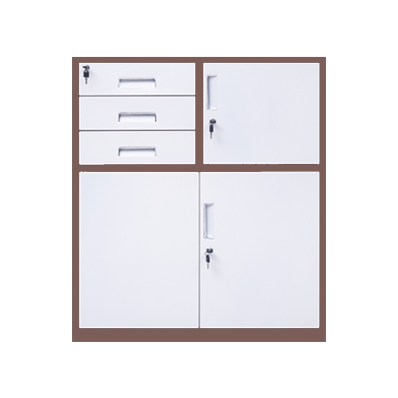 星岛钢制文件柜矮柜铁皮办公室柜床头收纳柜档案抽屉柜带锁资料储物柜三门下节棕色