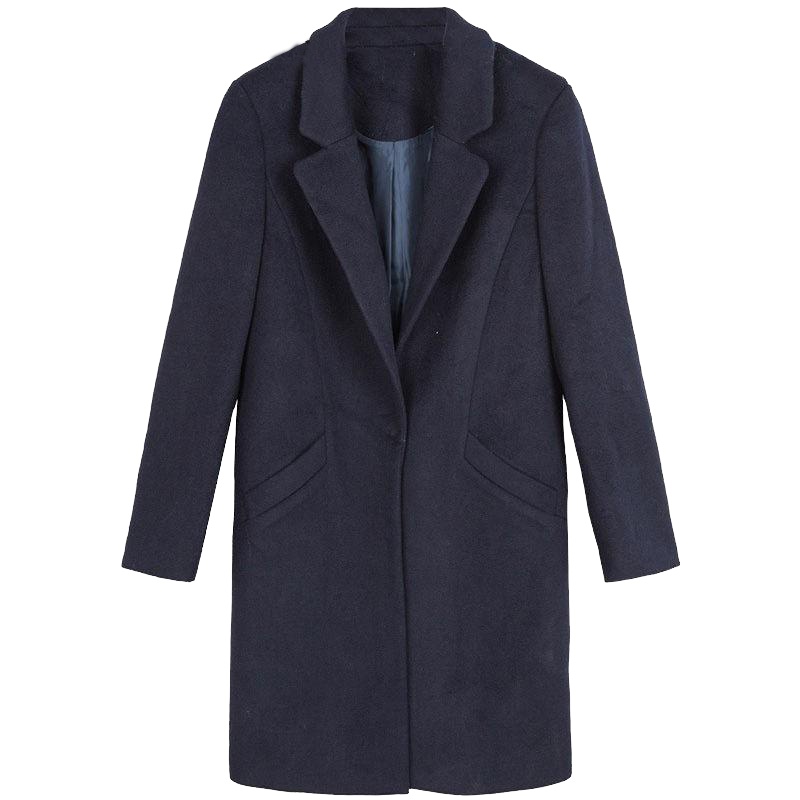 拉夏贝尔秋冬韩版时尚显瘦方领修身中长款羊毛呢大衣女1T000320