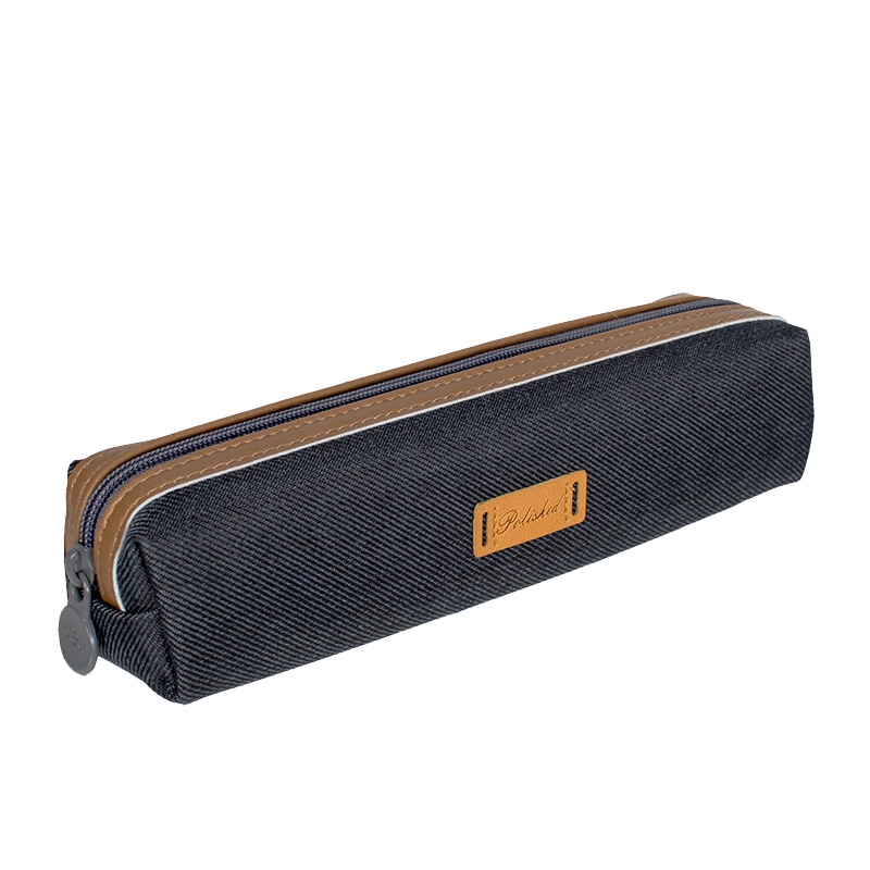 得力笔袋大容量男帆布韩国简约纯色女可爱创意高中初中小大学生铅笔盒防水耐用铅笔袋66853HEI