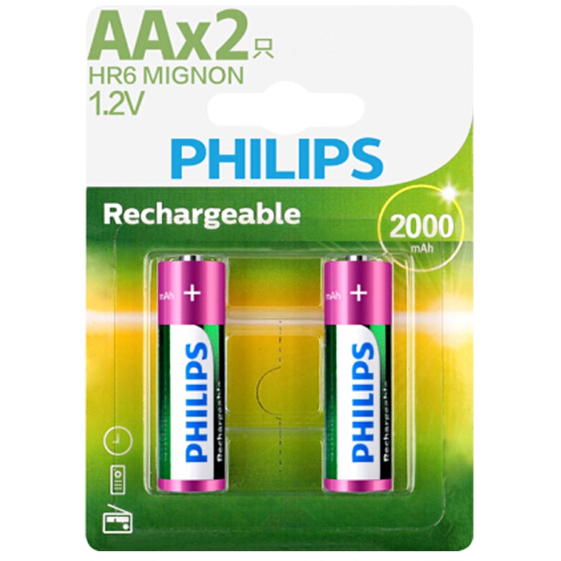 飞利浦5号镍氢充电电池 2000毫安(2粒卡装)