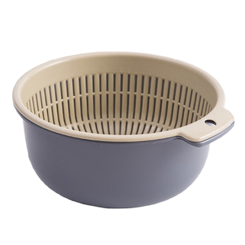 双层洗菜盆塑料漏盆厨房洗菜篮子蔬菜洗水果篮沥水盆果蔬篮 FENGHOU 小号灰蓝