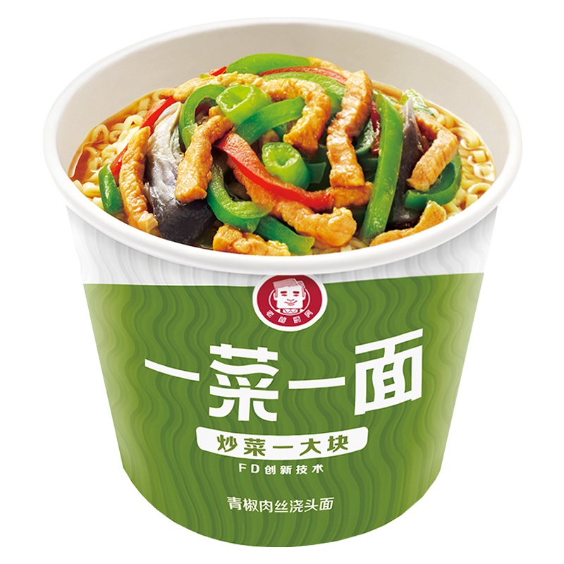 今麦郎方便面一菜一面青椒肉丝浇头面桶装泡面