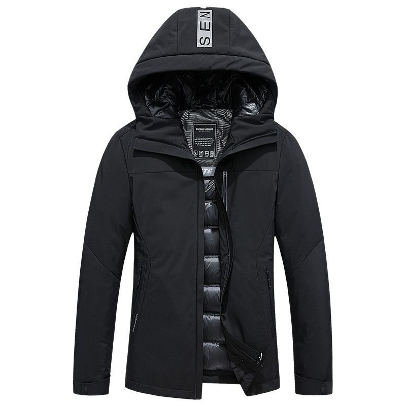 迪伽默 连帽90白鸭绒男士百搭简约时尚休闲羽绒服