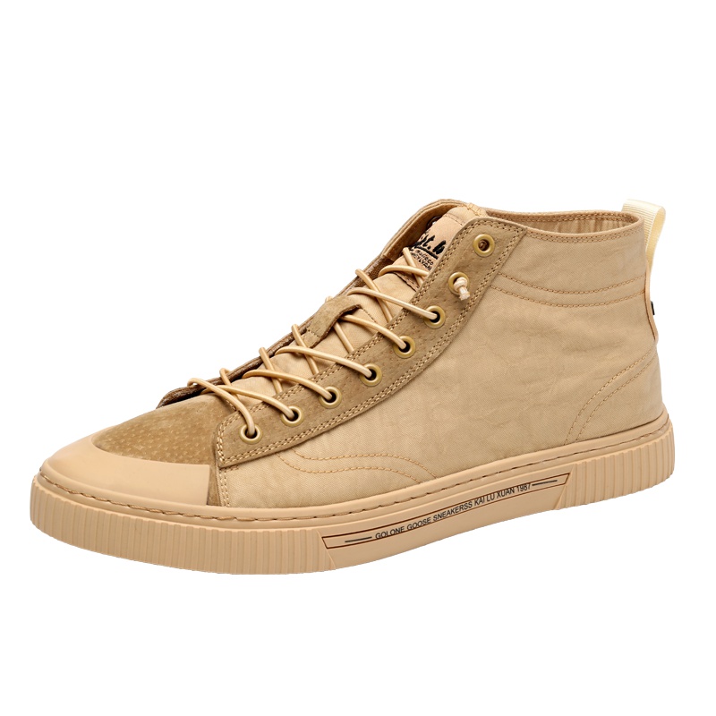 兽霸男鞋2019秋季新款高帮猪巴革帆布鞋橡胶百搭多色系带嘻哈潮流