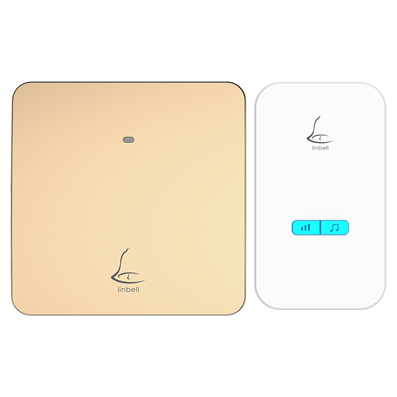 领普科技(linptech)无线门铃 不用电池自发电家用别墅 老人呼叫器 M2一拖一门铃 香槟金色