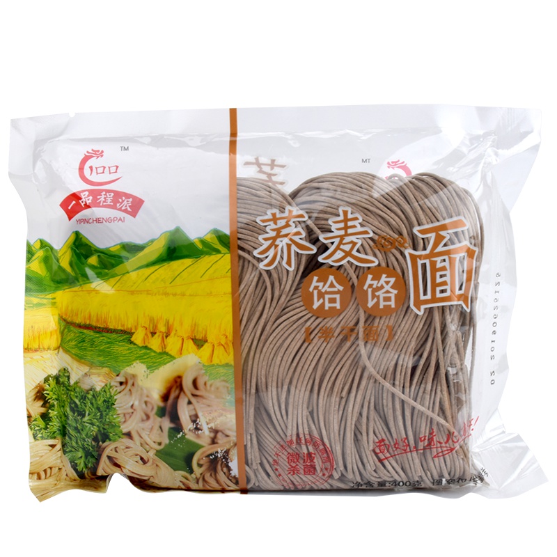 [程派] 荞麦饸饹面半干面400g*1包面条,荞麦面条挂面, 凉面粗粮面鲜面火锅面湿面拌面火锅重庆小面挂面