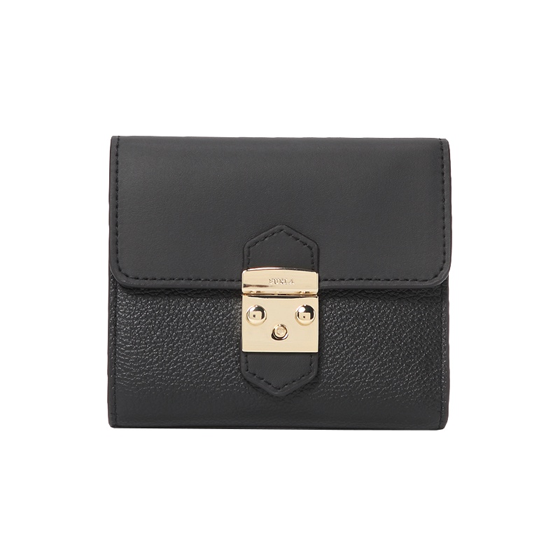FURLA/芙拉女包 简约折叠锁扣开合PVC外料材质 短款钱包
