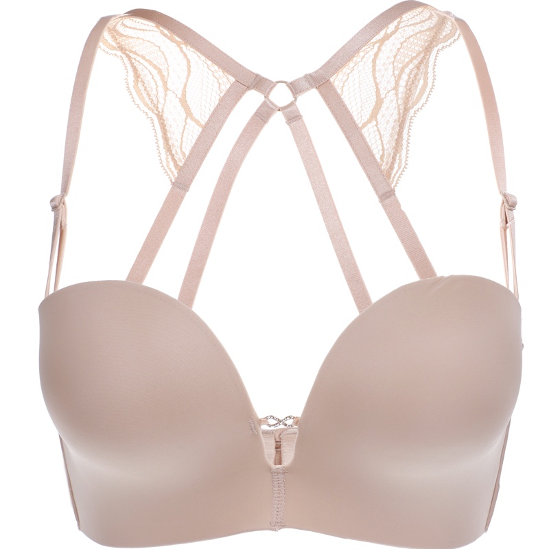 依曼丽聚拢光面无痕无钢圈文胸 女婚纱礼服内衣隐形无肩带美背露肩