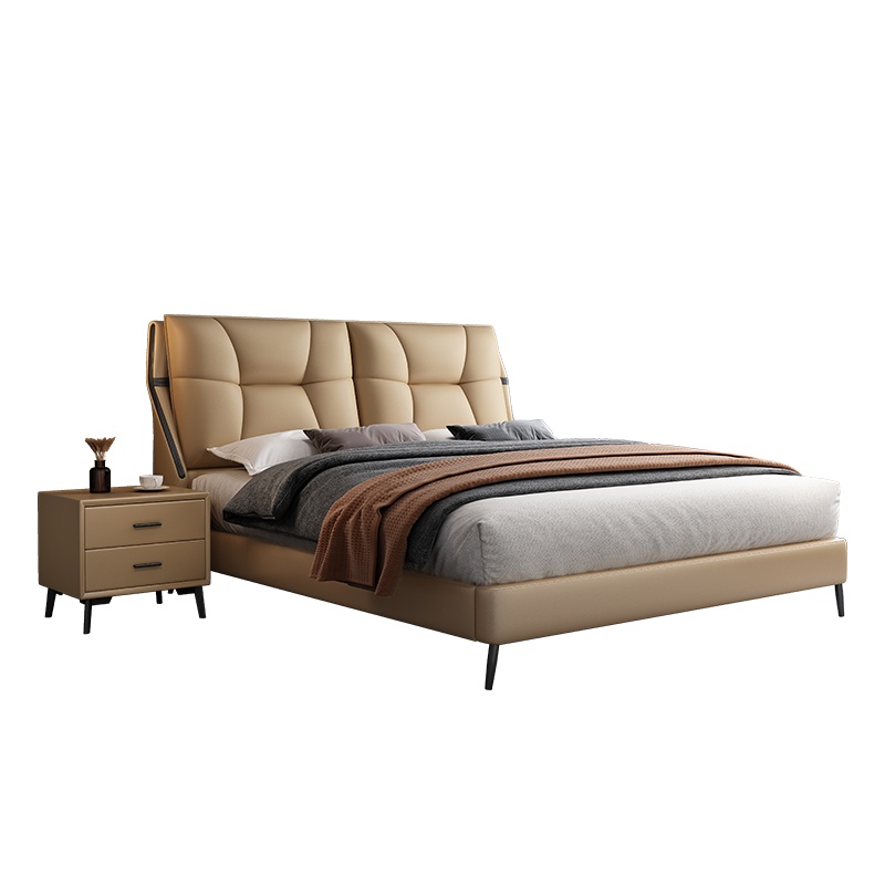 德致现代简约1.8米实木床经济型北欧轻奢1.5米主卧婚床家具