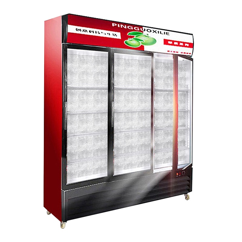 乐创（lecon）展示柜冷藏饮料柜商用立式冰柜冰箱冷柜保鲜柜 【三门红黑色】 【风冷下压缩机】
