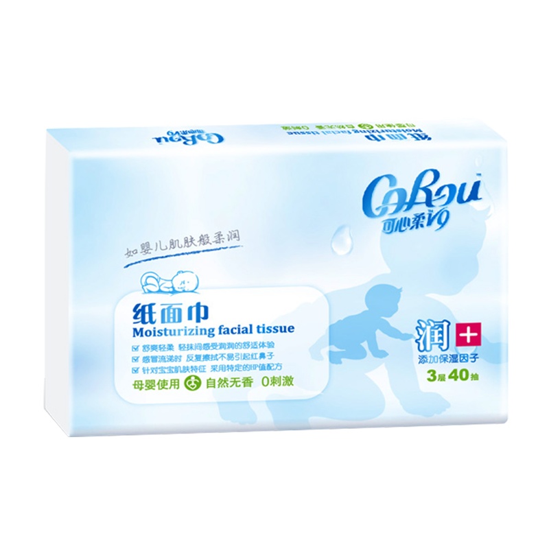 可心柔 润+系列 婴幼儿专用抽纸 3层 40抽/包 纸巾