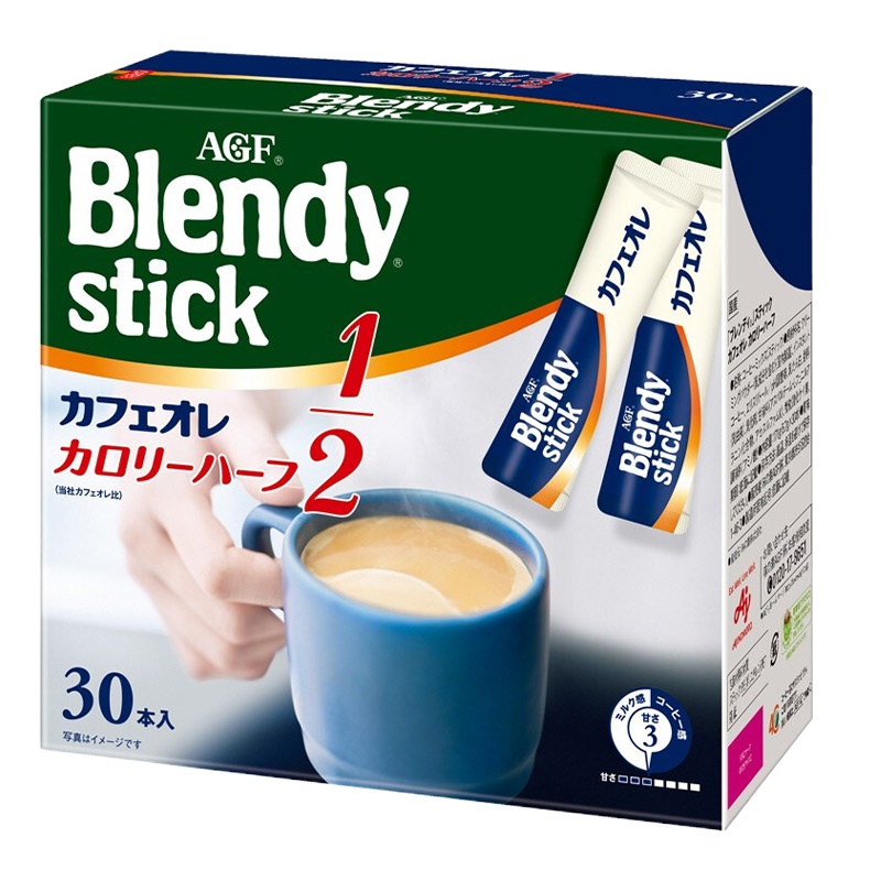 日本进口AGF Blendy stick减少卡路里拿铁咖啡大盒171g(30支)