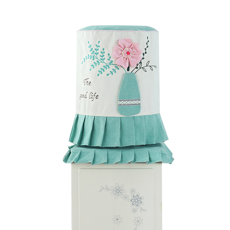 千莎 饮水机罩子简约现代防尘罩家用矿泉水防尘罩布艺立式水桶两件套卡通布艺