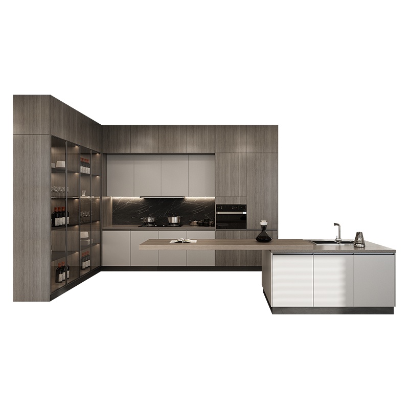 皮阿诺石英石台面厨柜整体橱柜 定制厨房灶台柜橱柜一体整体橱柜定制预付金