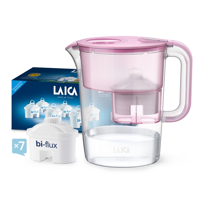 莱卡(LAICA) 滤水壶LA35EN-P 便携式家用滤水壶 过滤净水器 西西里系列3.5L樱花粉 进口滤芯 一壶7芯装