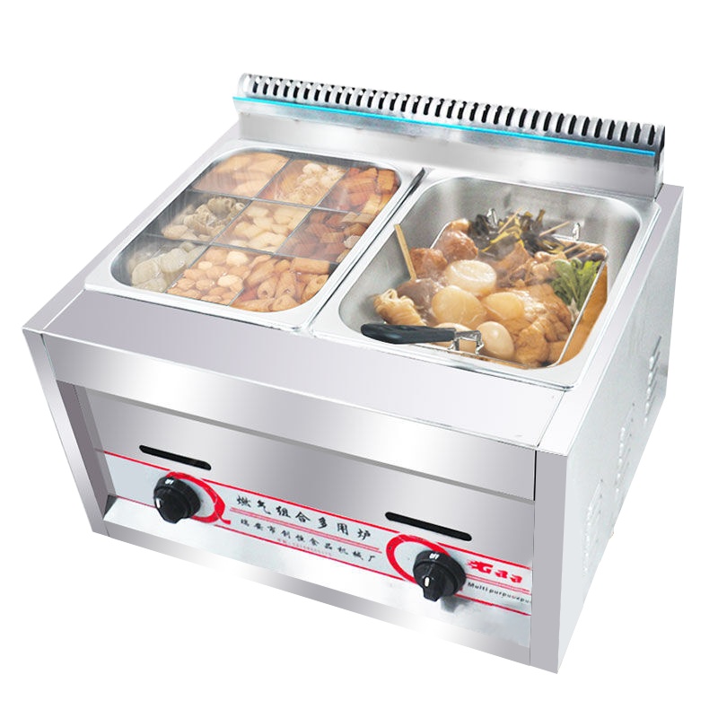 乐创(lecon) 关东煮锅机器燃气单双锅串串香机麻辣烫面炉电炸油炸炉商用煮面炉小吃设备 双头关东煮-燃气型