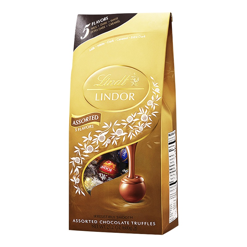 瑞士莲（Lindt） 美国进口瑞士莲 精选混合5种口味巧克力 软心球 礼物喜糖零食 瑞士莲巧克力600g 一袋装