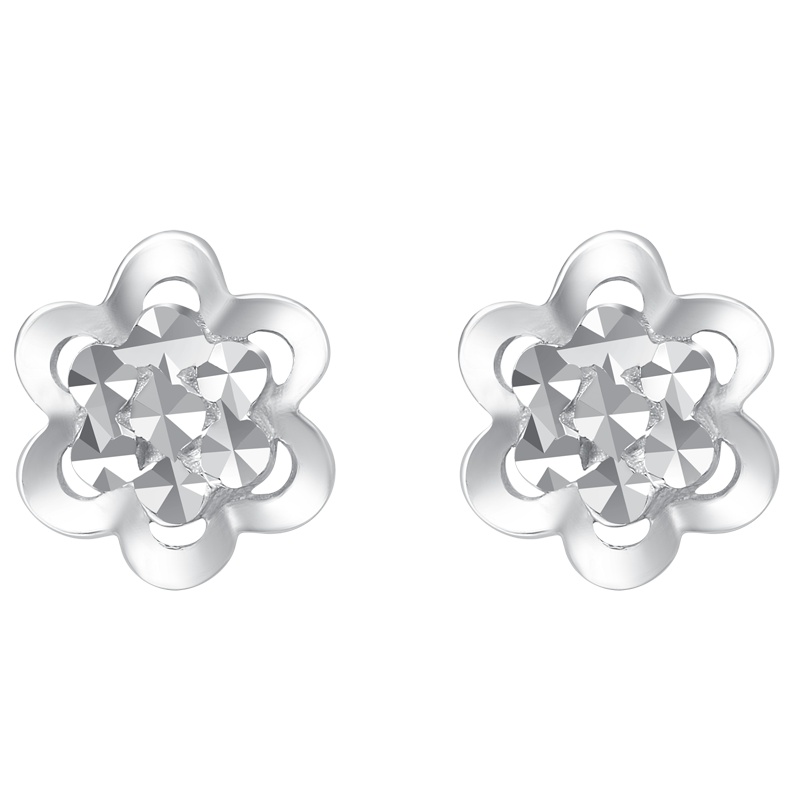 周大福珠宝首饰唯美小花PT950铂金耳钉PT160982
