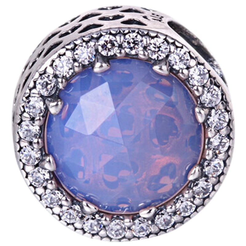 PANDORA潘多拉 925银串饰粉色闪亮的心串珠 791725NOP