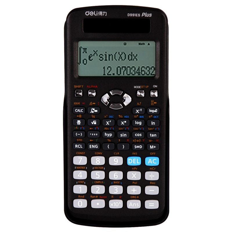 得力科学计算器D991ESH中文版学生考试专用多功能函数计算器太阳能大学考研便携可算方程向量复数积分进制转化