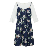 拉贝缇冬季连衣裙新款简约韩版宽松圆领套头长袖假两件女60006156