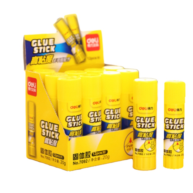 得力(deli)7092 强力固体胶棒 20g安全固体胶 无甲醛 12支/盒