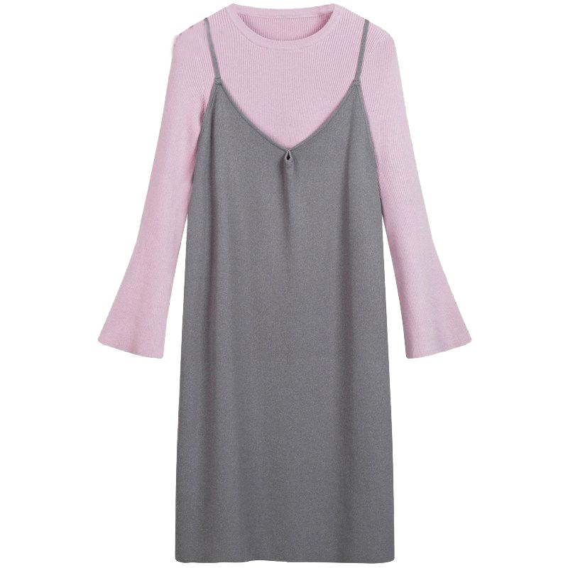 拉夏贝尔Candie’s秋季两件套装女装新款休闲针织衫吊带裙30074435