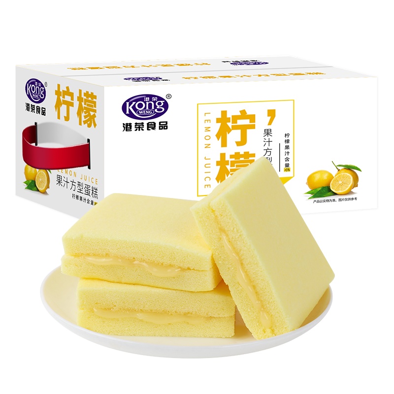 港荣方形柠檬800g蒸蛋糕零食早餐整箱健康营养学生懒人小吃食品