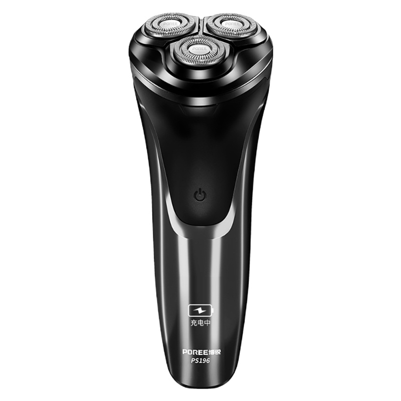 飞科(FLYCO)旗下博锐(POREE) 剃须刀PS196三刀头浮动 电动刮胡刀无水洗旋转式胡须刀充电式带鬓角刀男