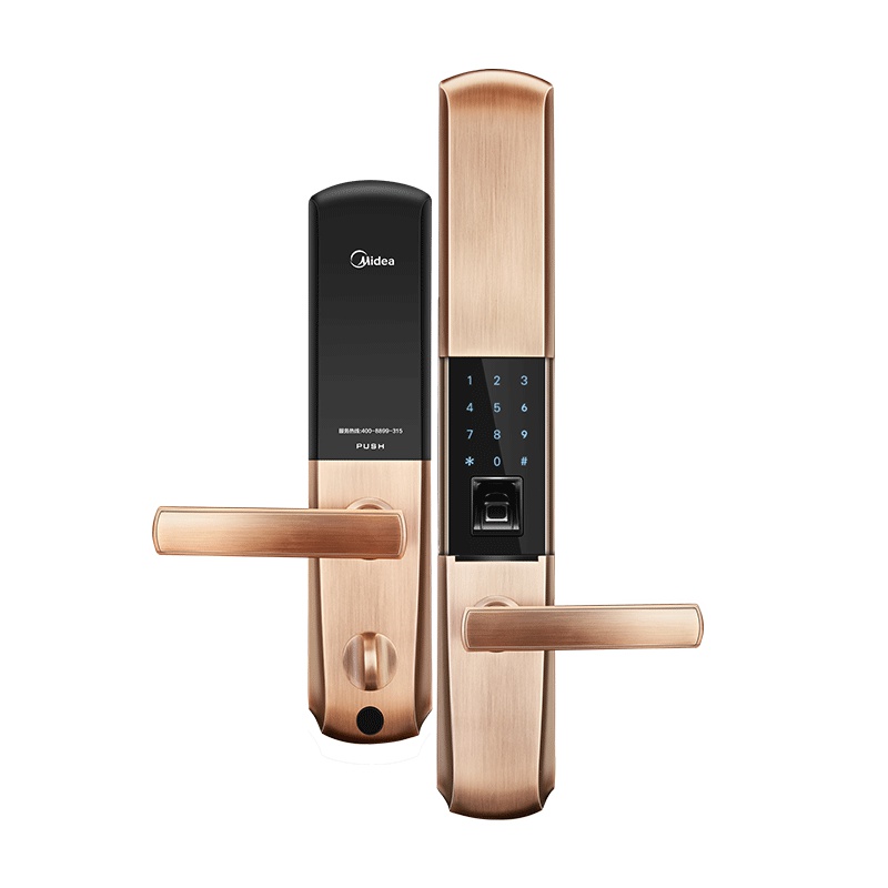 美的(Midea)指纹锁MOLK-LA012-B 家用防盗门 电子锁指纹密码锁 手机智能互联多种开门方式(左开门)