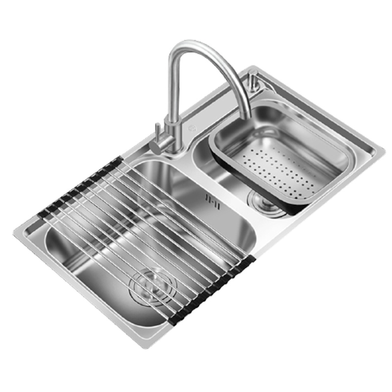 厨房不锈钢水槽双槽古达一体成型加厚手工单水池洗碗洗菜盆洗手盆