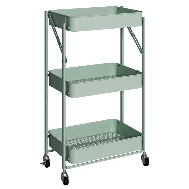 炊大皇厨房置物架储物收纳落地多层卧室浴室移动置物架书架 3层 绿色CA02MA