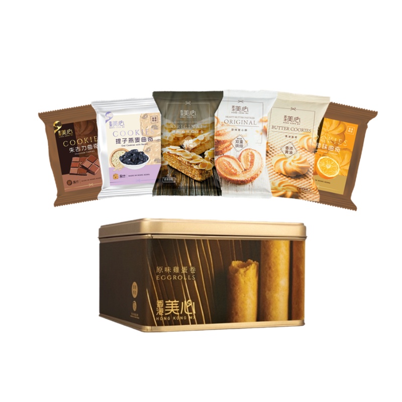 香港美心 原味鸡蛋卷448g+小食6袋组合装