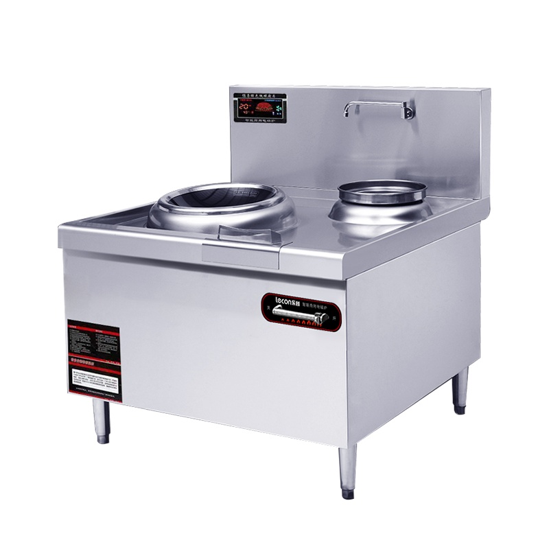 乐创（lecon）商用电磁炉电磁大炒炉单头单眼电磁大锅灶8KW 食堂双眼电炒 304材质工程款 MC-XC08C-01