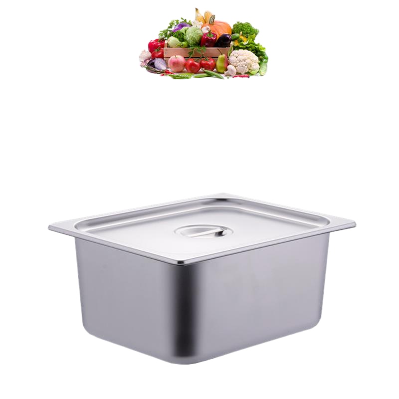 一窝蜂一(YIWOFENGYI)不锈钢盆 长方形2分1加厚分数盒10 分数盘32.5*26.5自助餐盆 带盖快餐盒