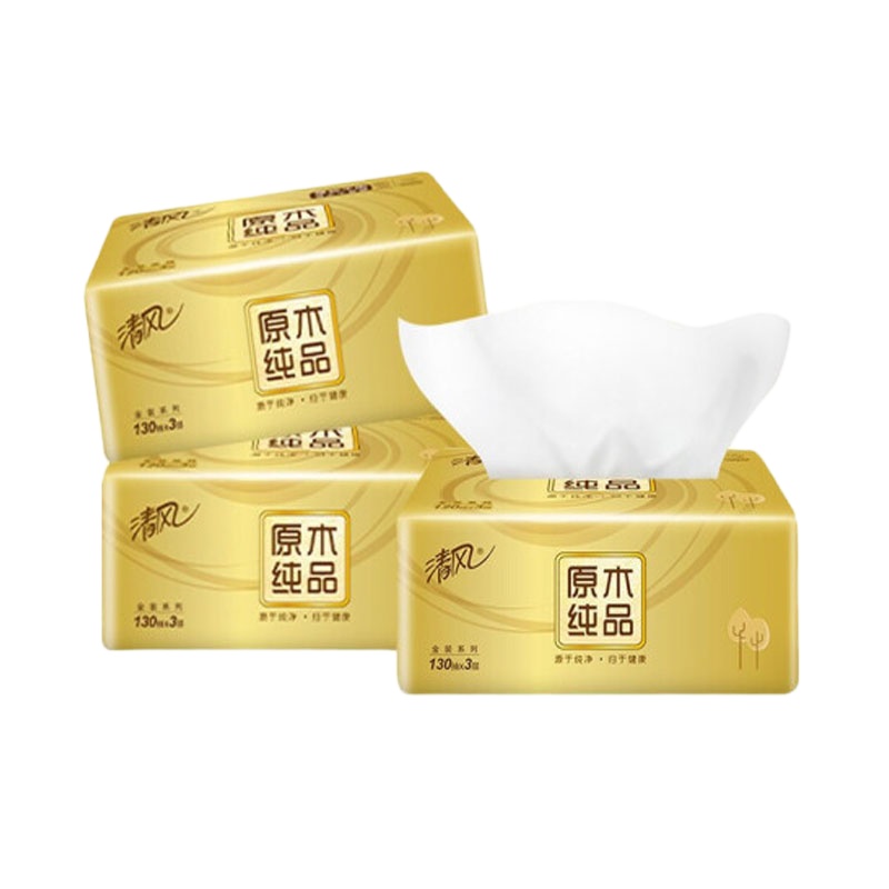 清风金装原木抽纸130抽48包/箱