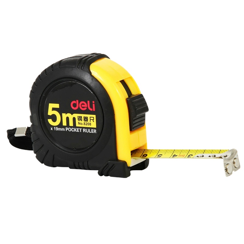 得力8208钢卷尺(黄)(把)高精度 直尺 尺子 便携式 家用办公 精准测量