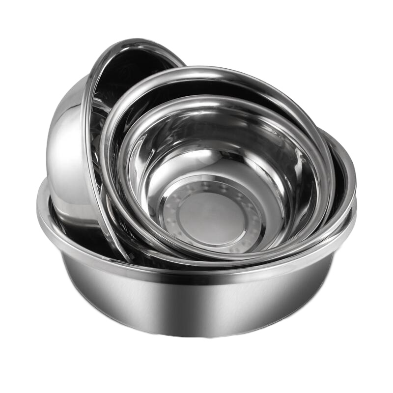 不锈钢盆子圆形特大厚斗盆和面盆洗脸洗脚盆洗菜盆汤盆多用盆料盆20cm