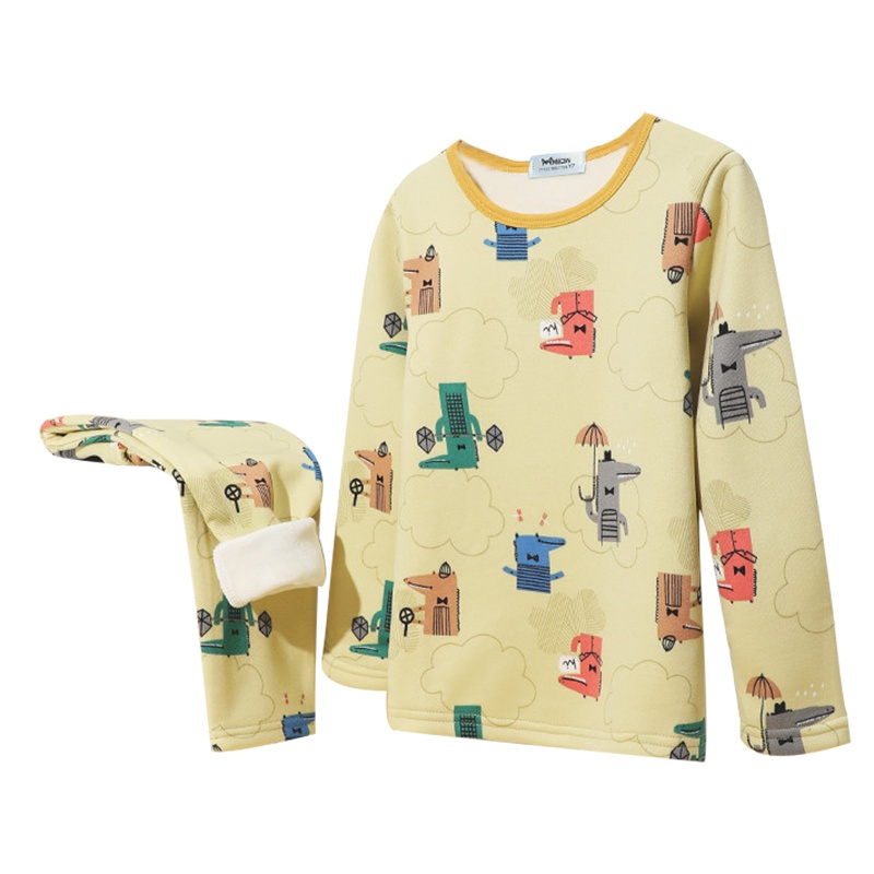 猫人秋季儿童睡衣儿童秋衣秋裤套装男童加厚加绒保暖内衣