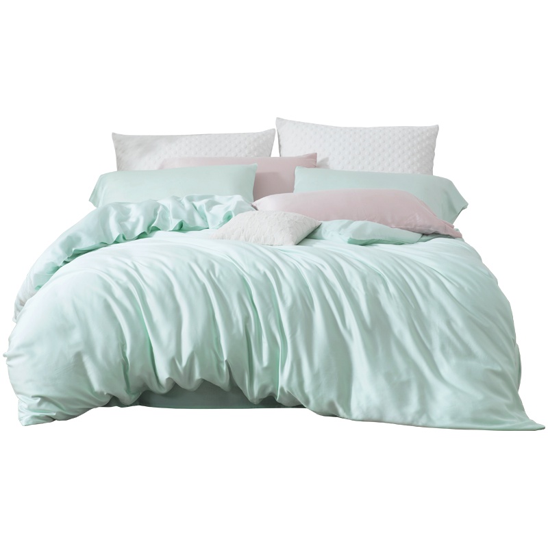 LOVO家纺罗莱生活出品四件套简约小清新马卡龙色可水洗被套床单1.2/1.5/1.8m床